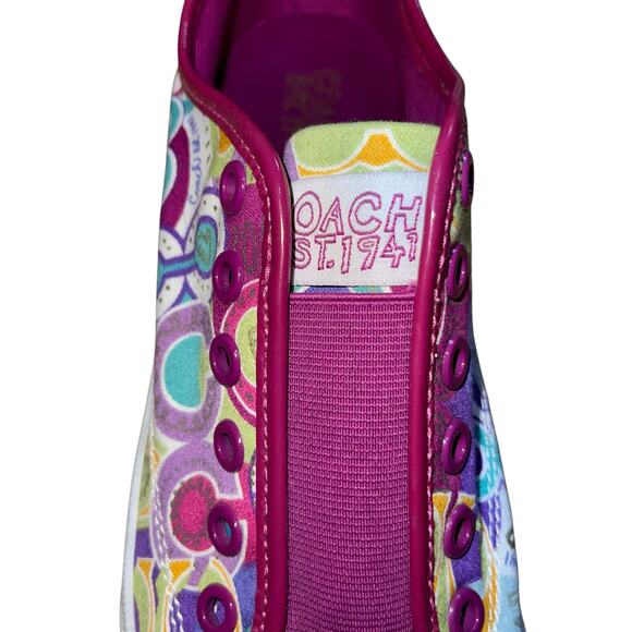 Coach Sneakers Bev Poppy Multicolor Slip-On Laceless Shoes - Picture 5 of 10